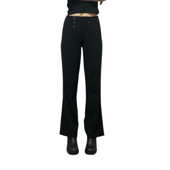 Vintage 90's Chaché Slit Flare Black Dress Pants Corp Goth Grunge - Picture 1 of 11